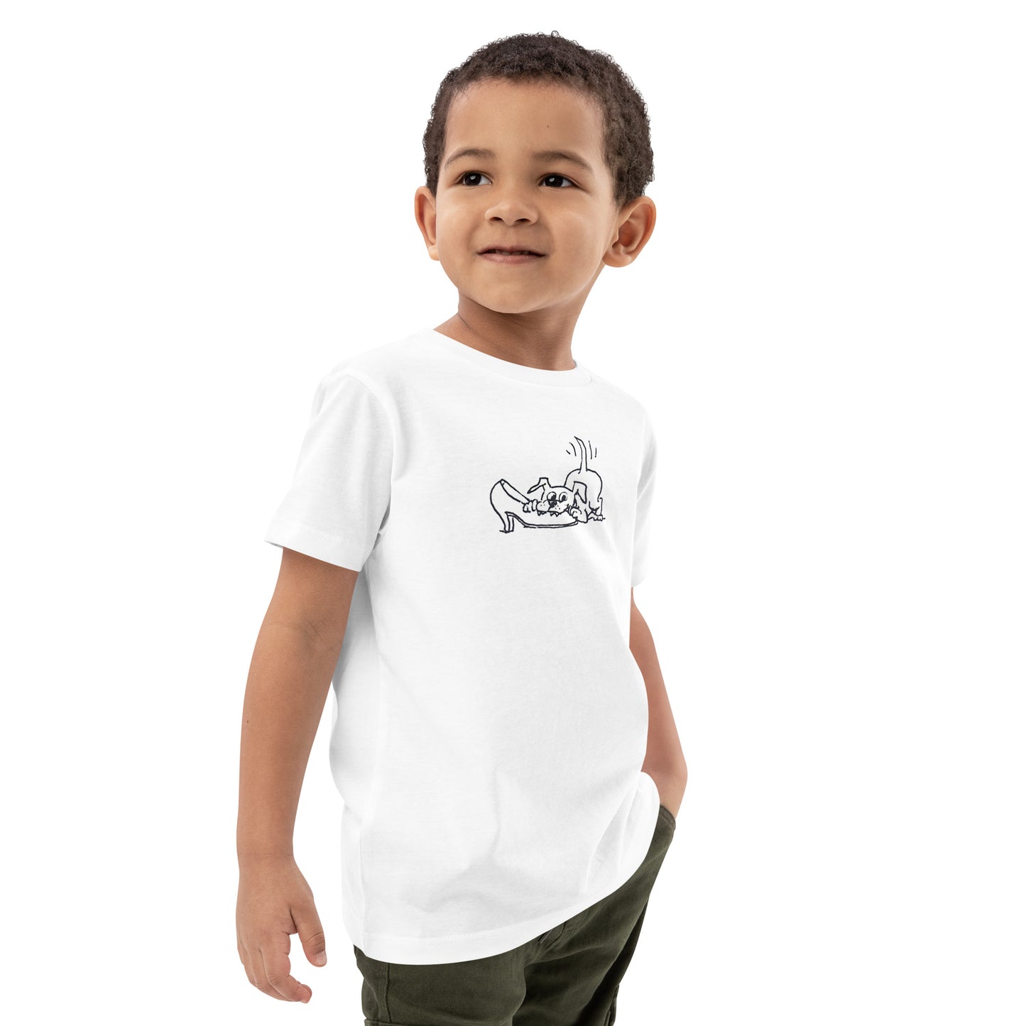 The American Bystander | Playful Puppy Kid's T-shirt by George Booth
