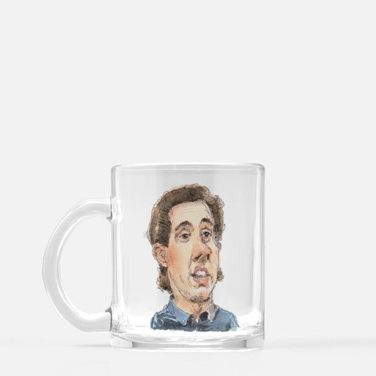 Jerry Seinfeld Glass Mug by John Cuneo