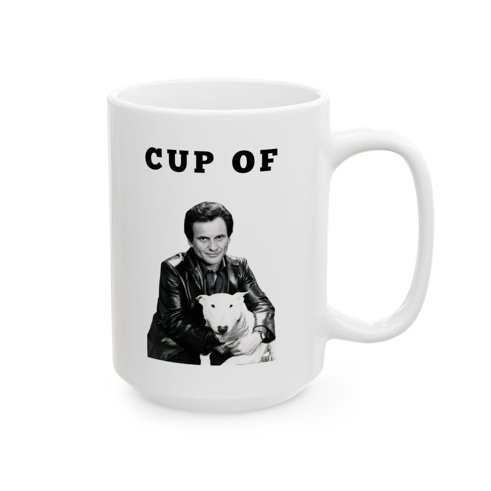 Right-side view of the Cup of Joe Mug with handle visible and Joe Pesci image displayed.