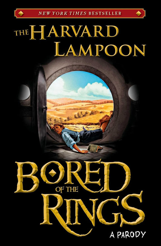 Cover of Bored of the Rings by The Harvard Lampoon featuring a parody illustration of Middle-earth characters.