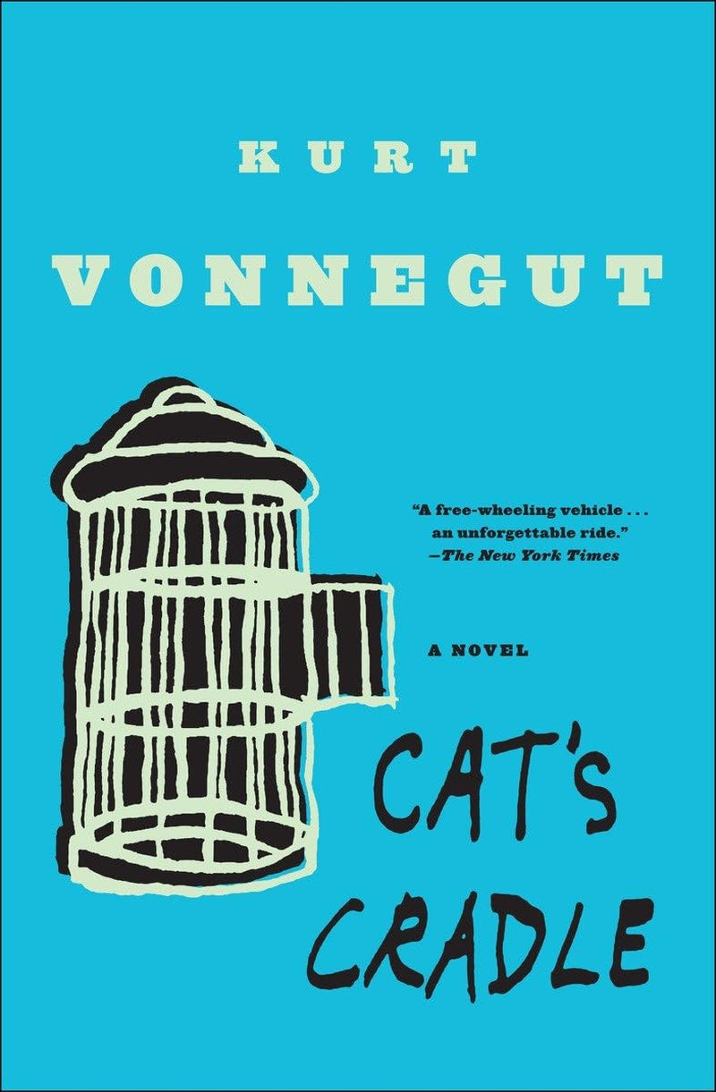 Cover of Cat’s Cradle by Kurt Vonnegut featuring an abstract design with bold typography.